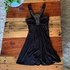 Flowy black shirt/dress with beading/studs
